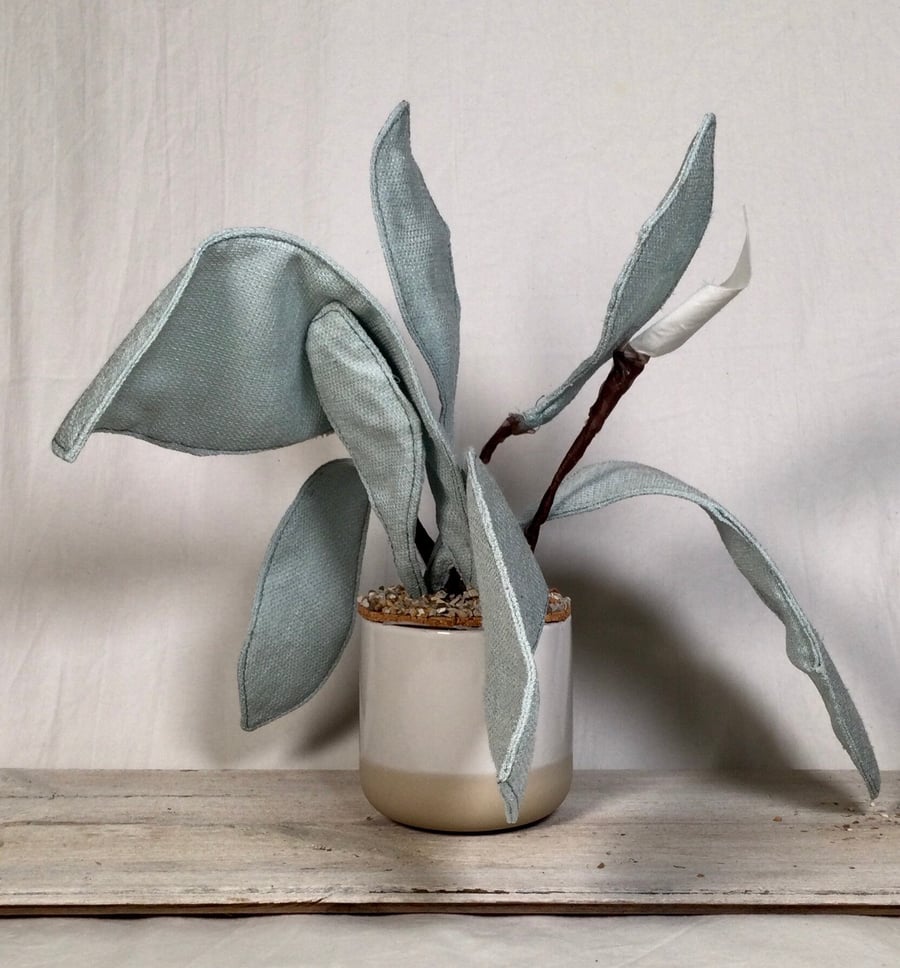 Fabric house plant. Easy care house plant. Artificial houseplant ornament.