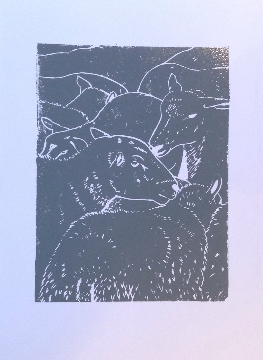 Sheep Lino print