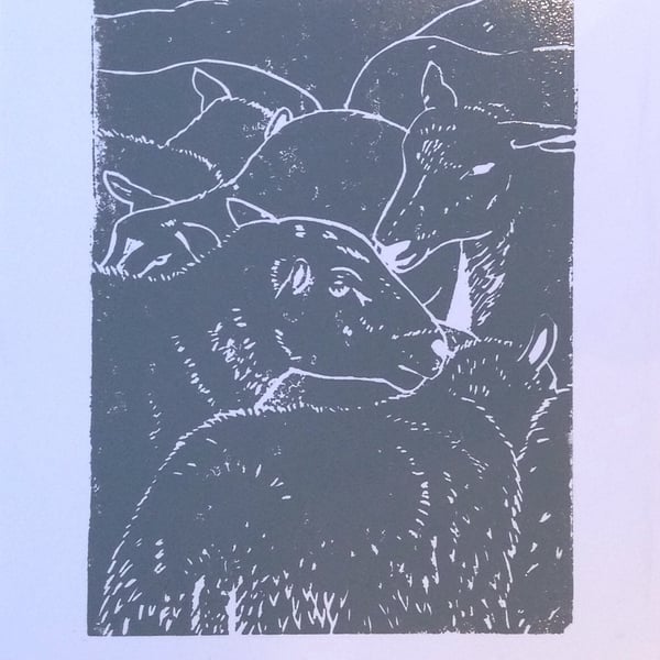 Sheep Lino print