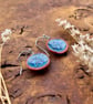 Handmade Ceramic Drop Earrings: Dark Blue Glazed Clay, Hypoallergenic - Image 2