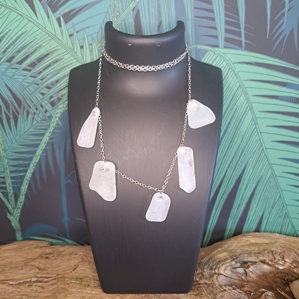Necklace, Clear Sea Glass Adornments 