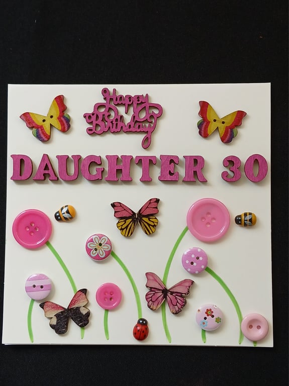Handmade, daughter 30th birthday card 