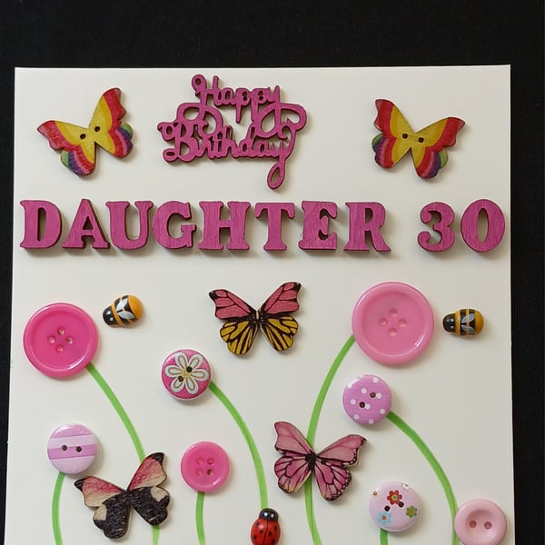 Handmade, daughter 30th birthday card 