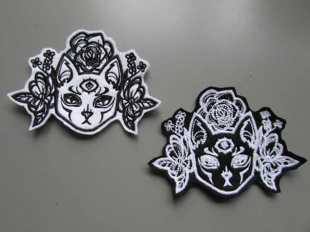 Embroidered Mystique Three Eyed Cat Applique Patch