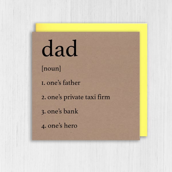 Kraft birthday card: Dictionary definition of father or dad
