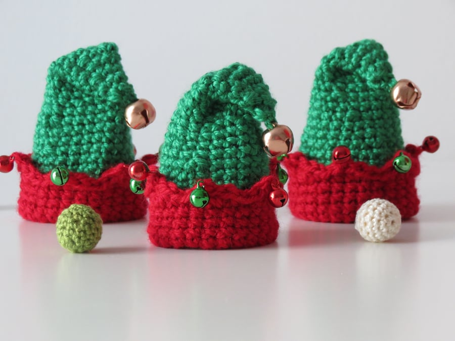 Crocheted Elf Hat Christmas Decoration