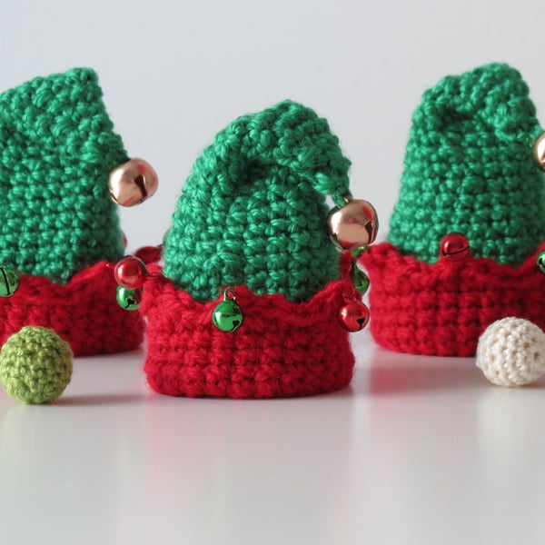Crocheted Elf Hat Christmas Decoration