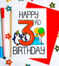 Happy 3rd Birthday card, Cute Animal Third Birthday for 3 Year Old Boy or Girl  - Image 4
