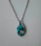 Oval teal pattern necklace