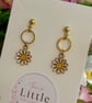White Flower Dangle Earrings, Enamel Floral Charms, Handmade Jewellery - Image 2