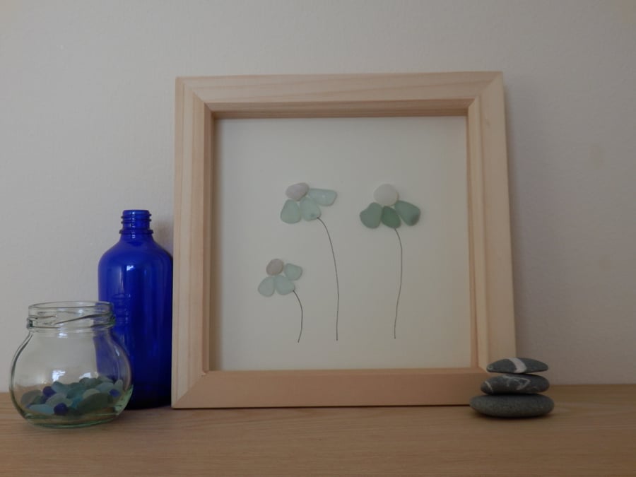 Seaham Sea Glass Flower Art