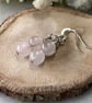 Handmade Sterling Silver and Rose Quartz Round Bead Drop Earrings 