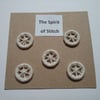 15mm handmade cream dorset buttons (pack of 5)