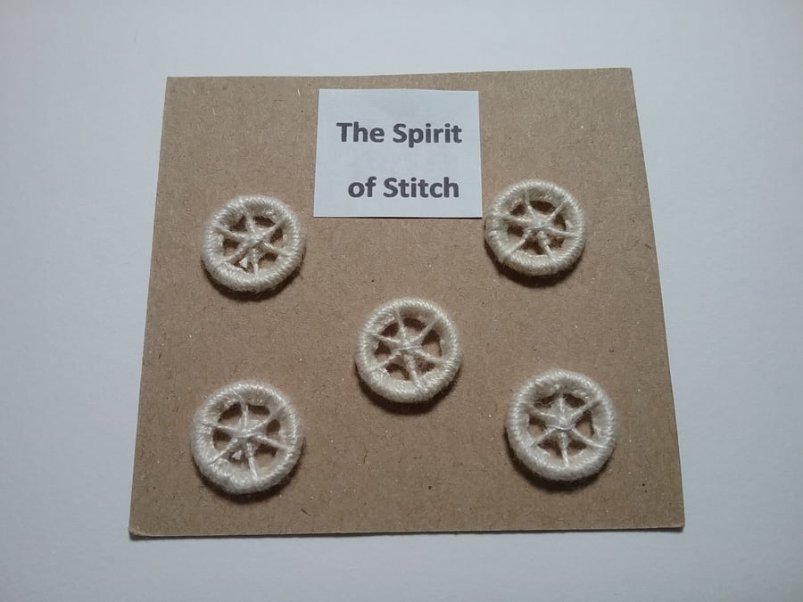 15mm handmade cream dorset buttons (pack of 5)