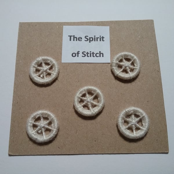 15mm handmade cream dorset buttons (pack of 5)