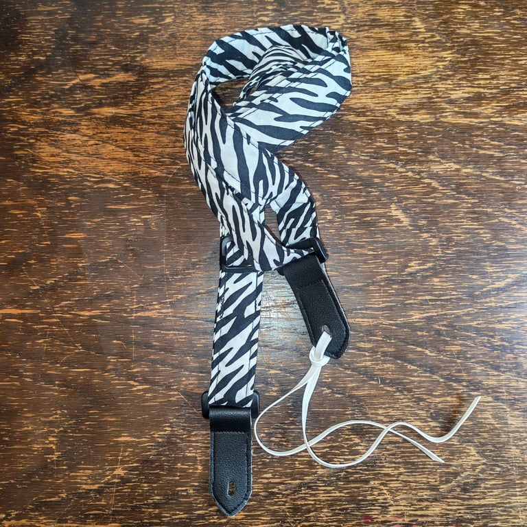 1 inch wide Zebra Print Ukulele Strap Extra Long
