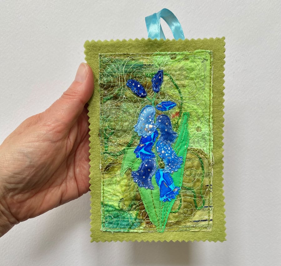 Embroidered Bluebell home decoration. 