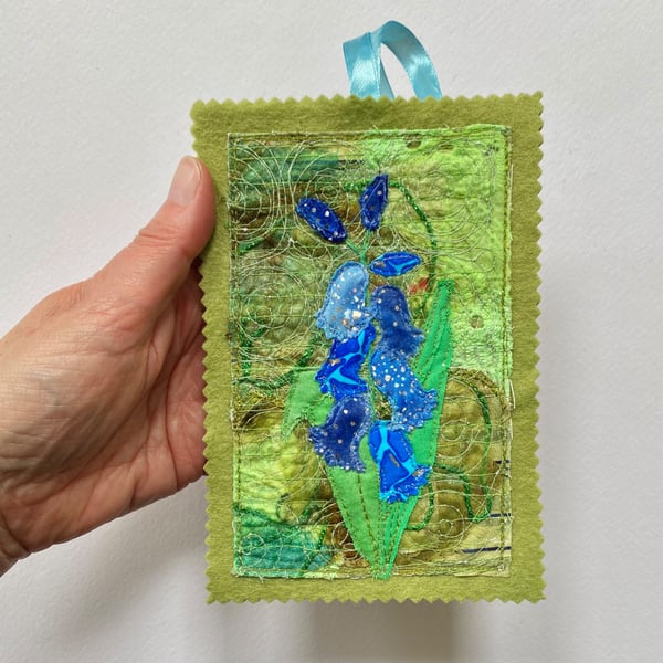 Embroidered Bluebell home decoration. 