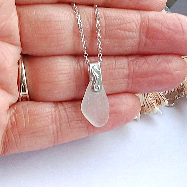 seahorse seaham seaglass pendant sterling silver 