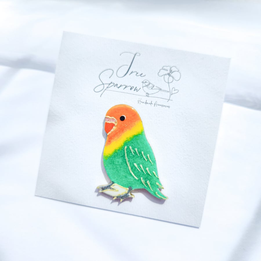 Hand-painted Love Bird Brooch