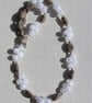 Coffee Agate & Clear Quartz Gemstone Beaded Necklace "Caramel Sparkle" - Image 4