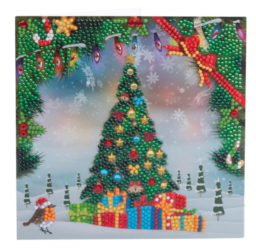 Christmas tree diamond painting card kit Folksy