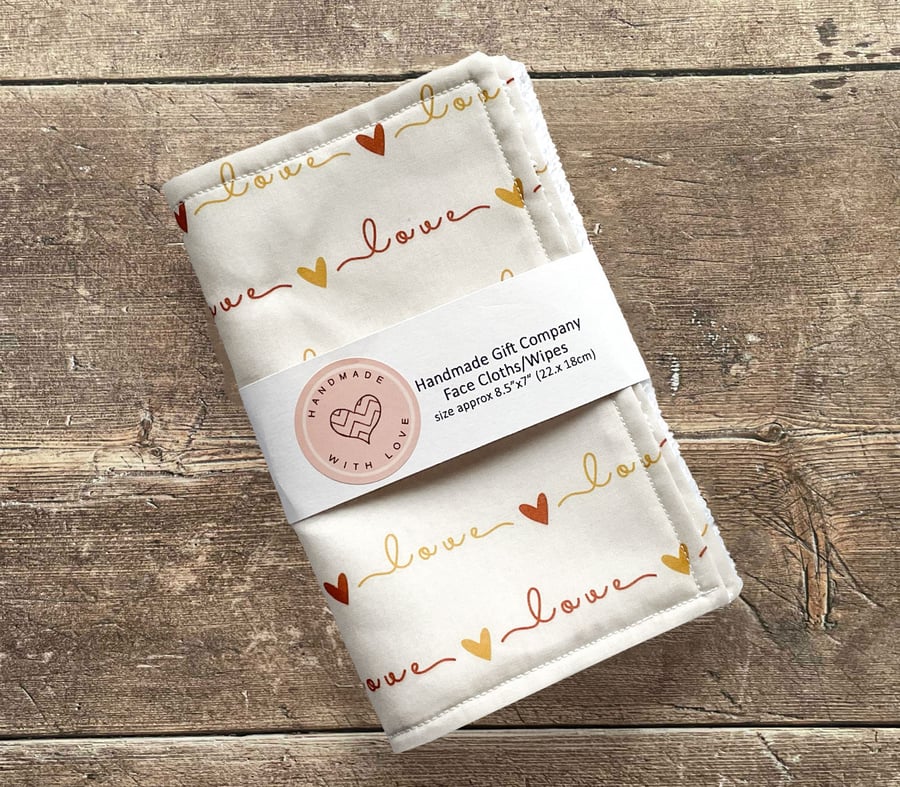 Handmade 2 Pk Face Wipes, Face Cloths, Face Flannels, Eco-Friendly Wipes-FCW34