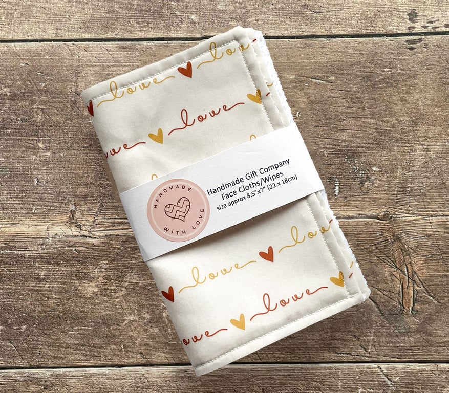 Handmade 2 Pk Face Wipes, Face Cloths, Face Flannels, Eco-Friendly Wipes-FCW34