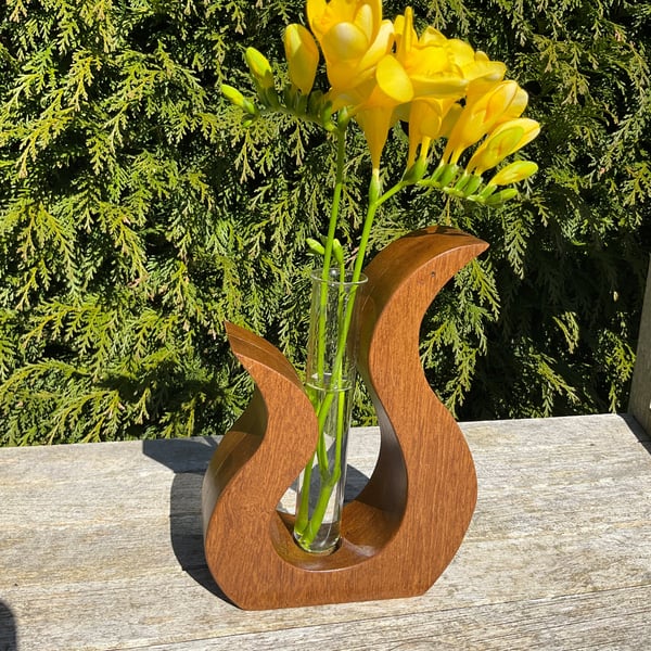 Handcrafted Hardwood Sculptural Vase