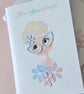 Handmade A5 Sewn Notebook-3D Floral Cover-Blue Glasses Lady - Image 3