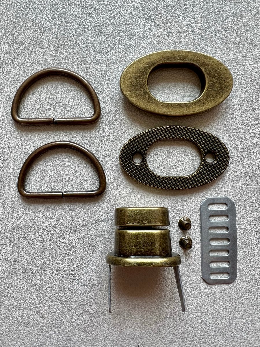 Antique Brass Bag Hardware kit for making a Felt Bag with Flap on a Ball