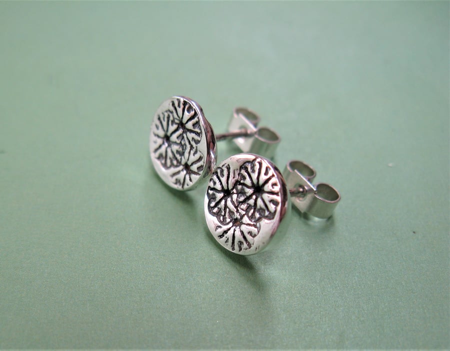 Poppy seed head earrings in fine silver