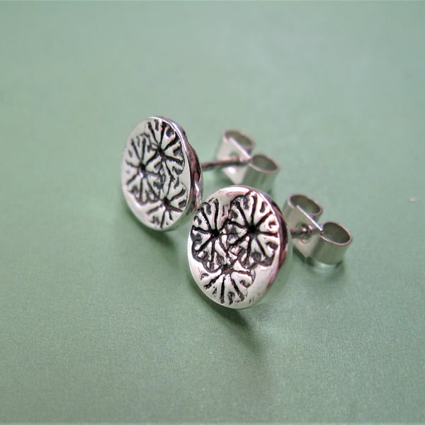 Poppy seed head earrings in fine silver