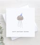 Jellyfish birthday card, personalised, fun jellyfish, ocean theme, under the se
