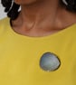 Handmade Misty Grey Blue Copper, Enamel and Silver Brooch - Image 2