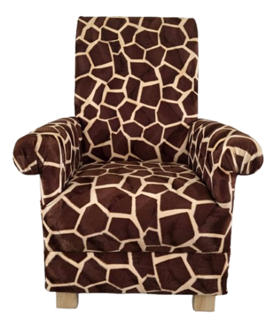 Giraffe Skin Fabric Adult Chair Armchair Accent Small Brown Bedroom Fireside