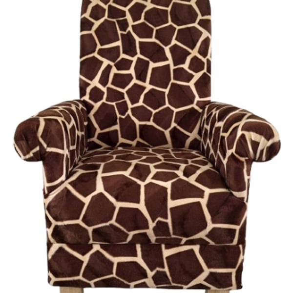 Giraffe Skin Fabric Adult Chair Armchair Accent Small Brown Bedroom Fireside