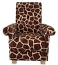 Giraffe Skin Fabric Adult Chair Armchair Accent Small Brown Bedroom Fireside