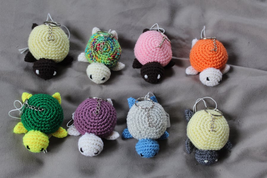 Crochet turtle keyrings
