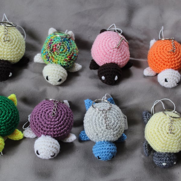 Crochet turtle keyrings