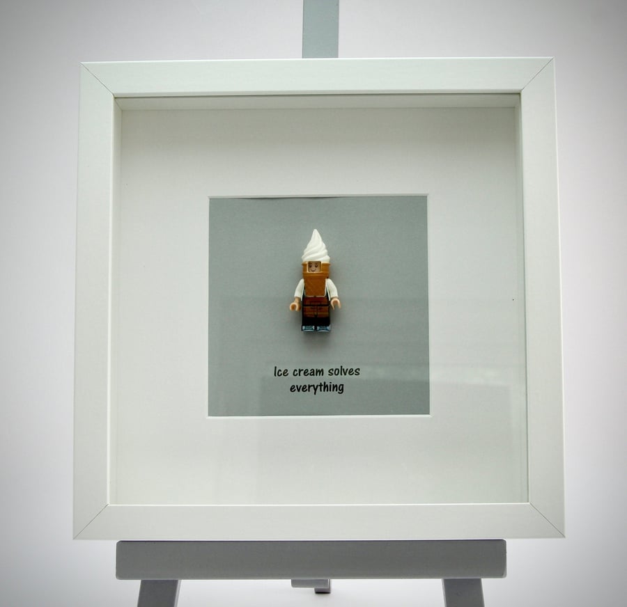 Ice Cream solves everything mini Figure framed picture 