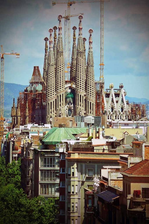 Sagrada Familia Cathedral Barcelona Catalonia Spain Photograph Print