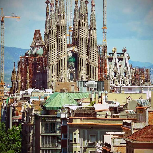 Sagrada Familia Cathedral Barcelona Catalonia Spain Photograph Print