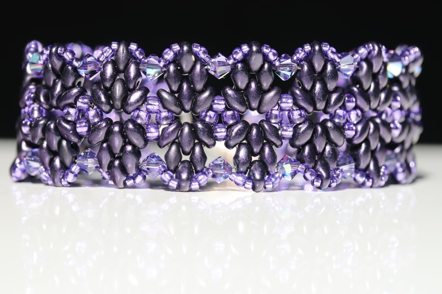 Beaded Bracelet with Purple Crystals