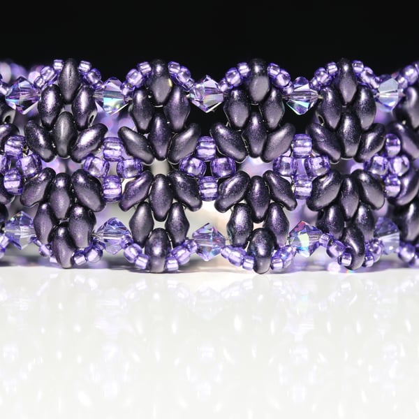 Beaded Bracelet with Purple Crystals