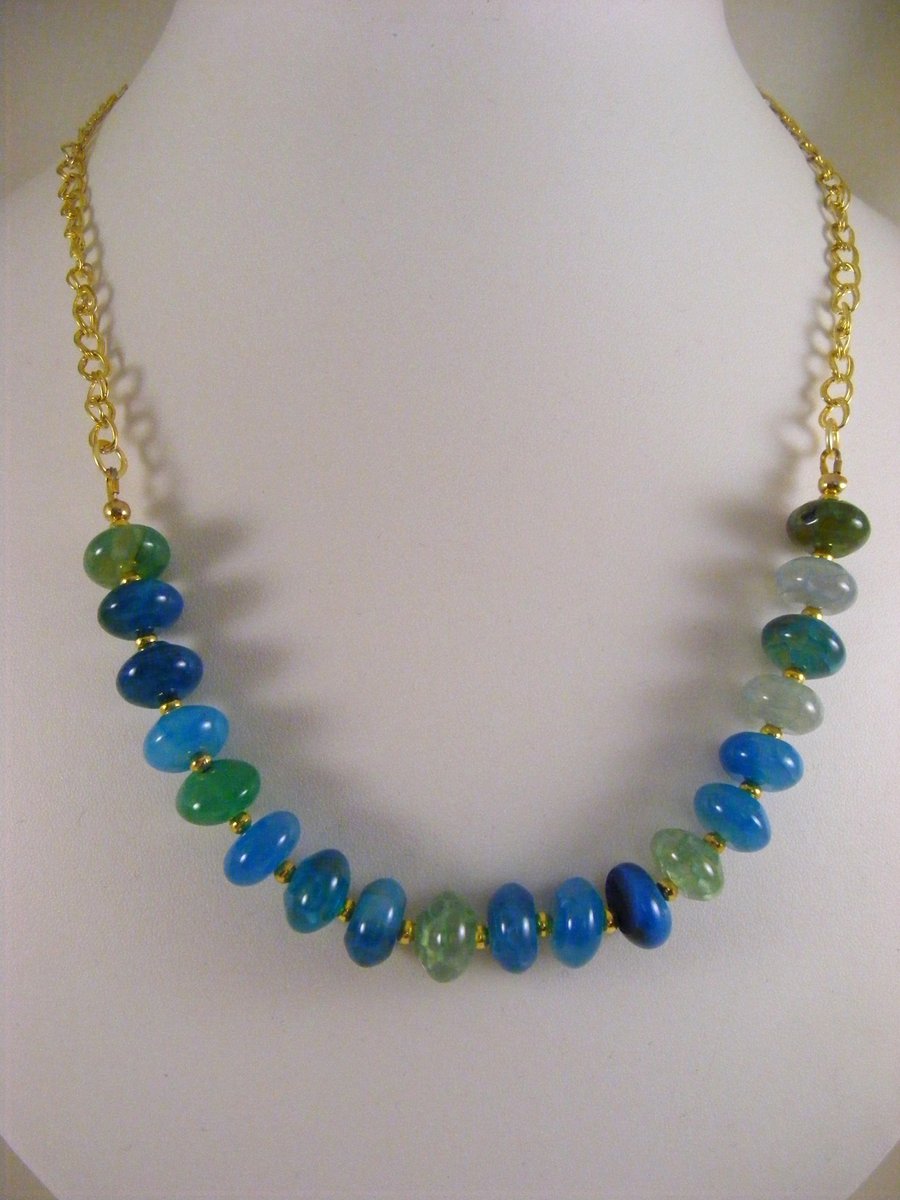Blue and Green Agate Necklace.