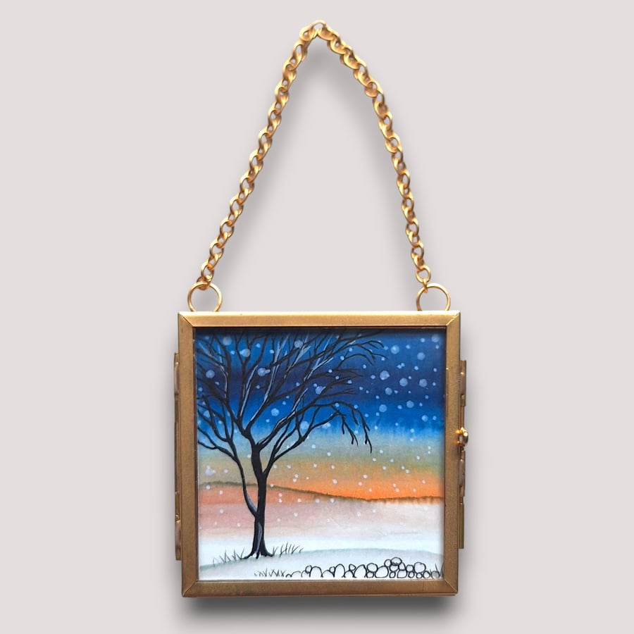 Tiny Hanging Framed Original Painting