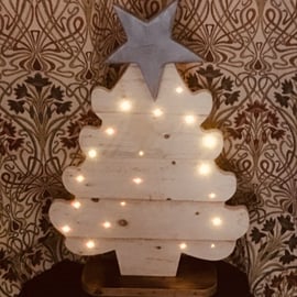 Wooden light up Christmas tree, 24 inches tall, 16 inches at widest point.