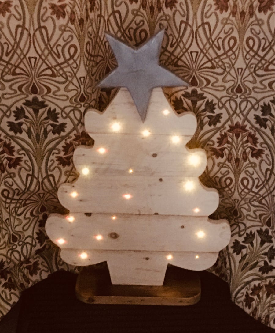 Wooden light up Christmas tree 24 inches tall Folksy