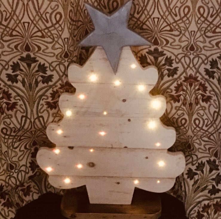 Wooden light up Christmas tree, 24 inches tall,... Folksy